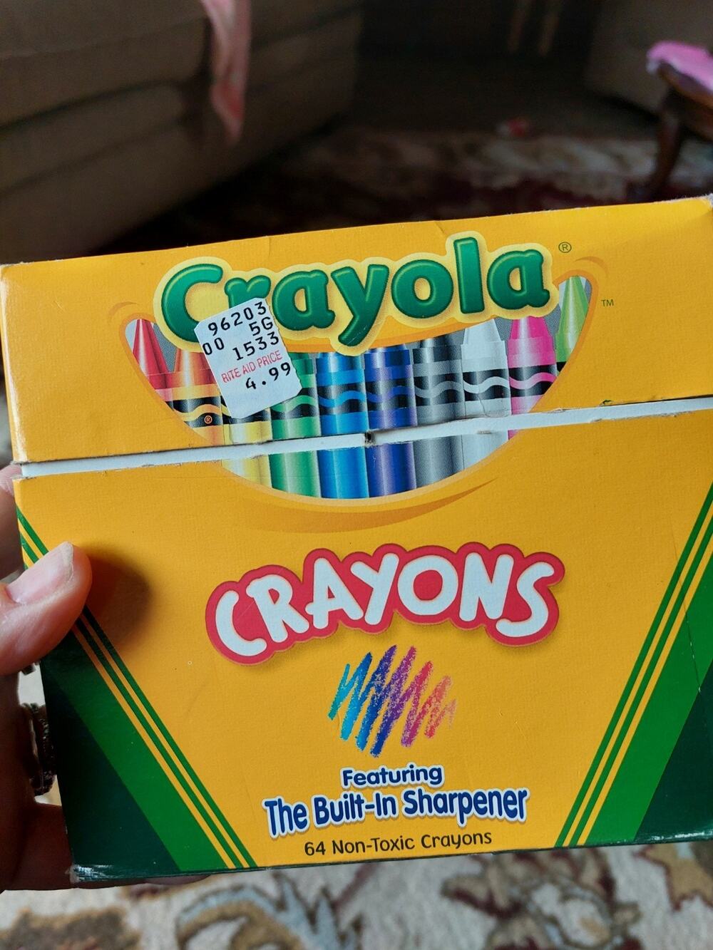 Crayola Crayons 64 Pack Y2K Vintage Built-in Sharpener Retired Colors 2002 B&S